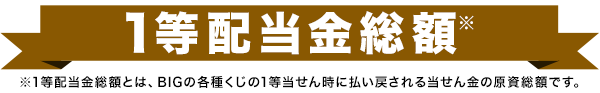 1等配当金総額 ※1等配当金総額とは、BIGの各種くじの1等当せん時に払い戻される当せん金の原資総額です。